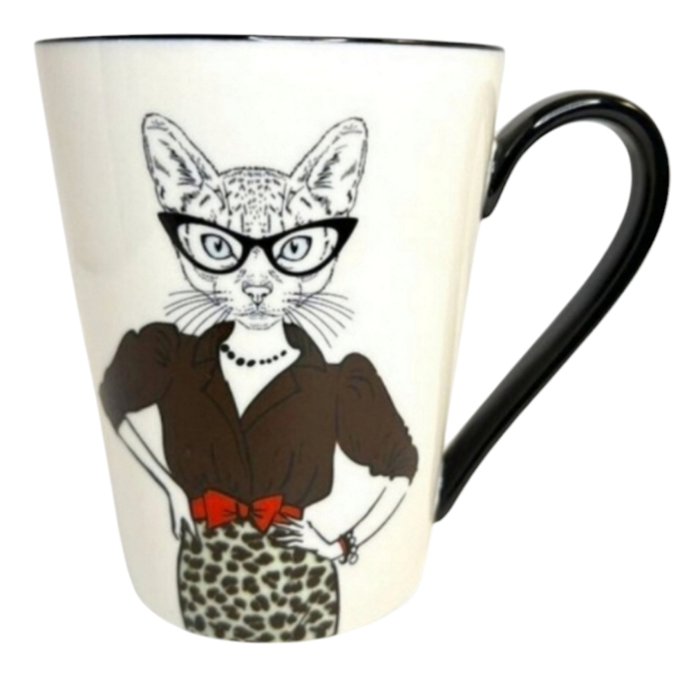 NWOT Signature Housewares Inc. Hipster Cat 16 oz Mug